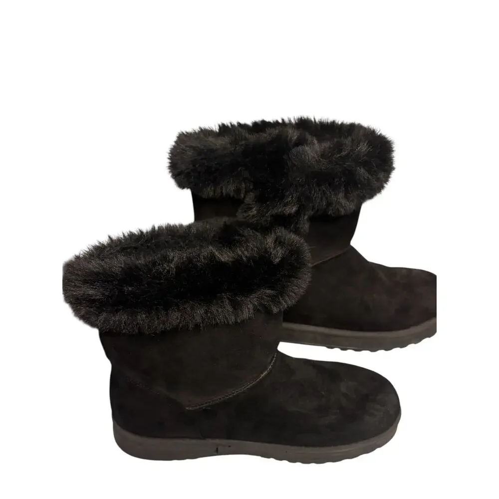 Black Faux Fur Winter Boots •‎ Size 8 • Cozy Pull‑On • Excellent Condition
